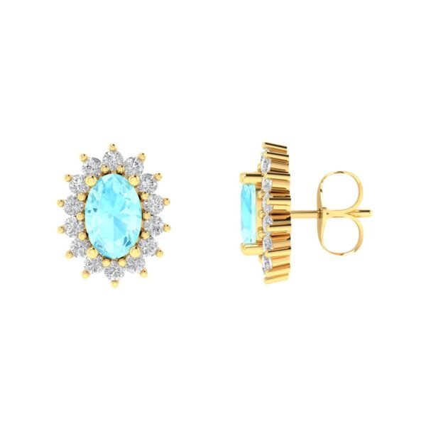 Diamond Mirage Diana Oval Aquamarine & Diamond Earrings in 18K Gold Dubai UAE