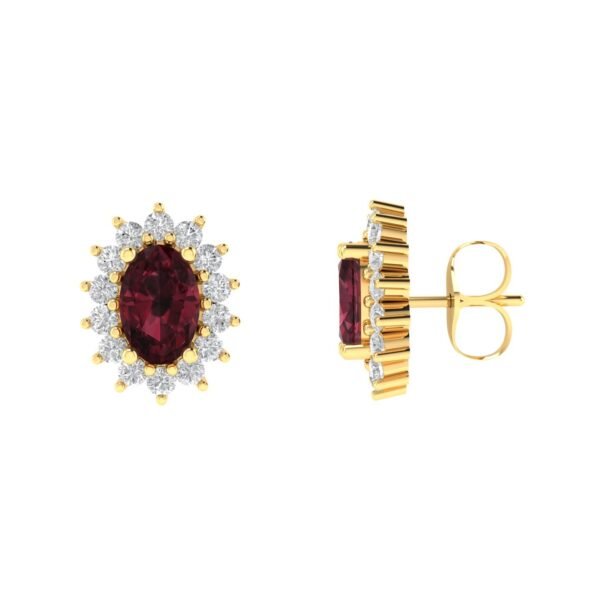 Garnet Diamond Earrings in 18K Gold Dubai UAE – Diana Collection