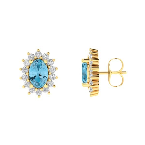 Diana Oval Blue Topaz and Ablazing Diamond Earring in 18K Gold (0.54ct)