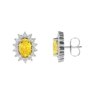 Diana Oval Citrine and Gleaming Diamond Earring in 18K Gold (0.46ct)