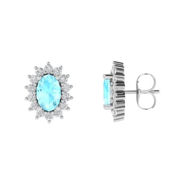 Diana Oval Aquamarine and Sparkling Diamond Earring in 18K Gold (0.4ct)