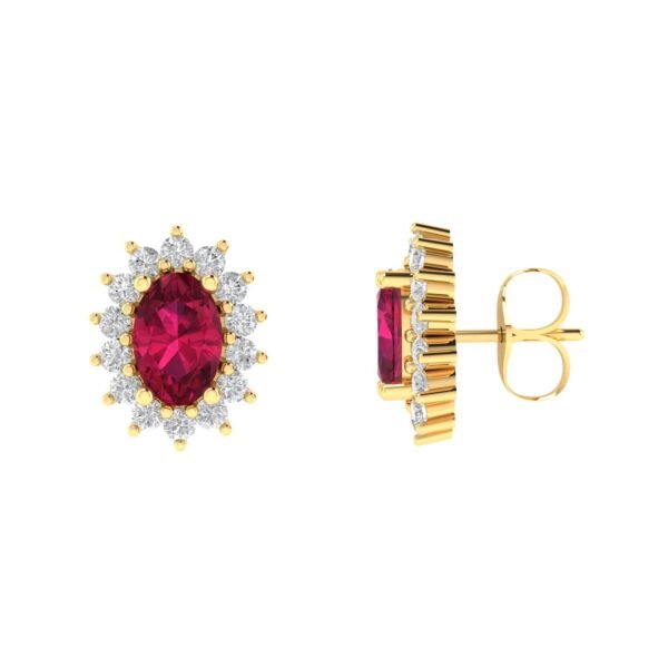 Ruby Diamond Earrings in 18K Gold Dubai – Diana Oval Ruby Stud Earrings UAE