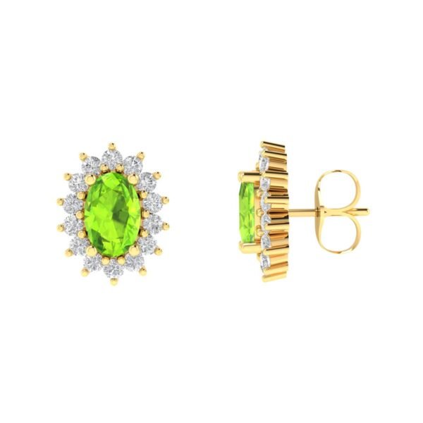 Diana Oval Peridot and Shining Diamond Earring in 18K Gold (0.56ct)