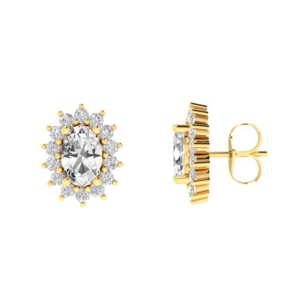 Diana Oval White Topaz and Beaming Diamond Earring in 18K Gold (0.54ct)