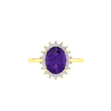 Diana Oval Amethyst and Sparkling Diamond Ring in 18K Gold (0.85ct)