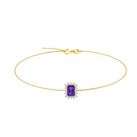 Diana Emerald-Cut Amethyst and Sparkling Diamond Bracelet in 18K Yellow Gold (0.55ct)