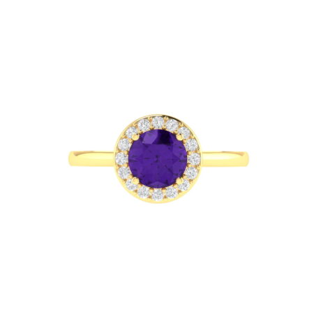 Diana Round Amethyst and Sparkling Diamond Ring in 18K Gold (0.4ct)