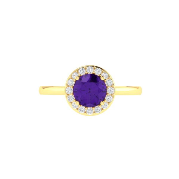 Diana Round Amethyst and Sparkling Diamond Ring in 18K Yellow Gold (0.4ct)