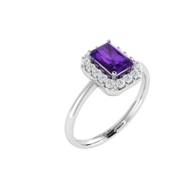 Diana Pear Amethyst and Sparkling Diamond Ring in 18K White Gold (1.7ct)