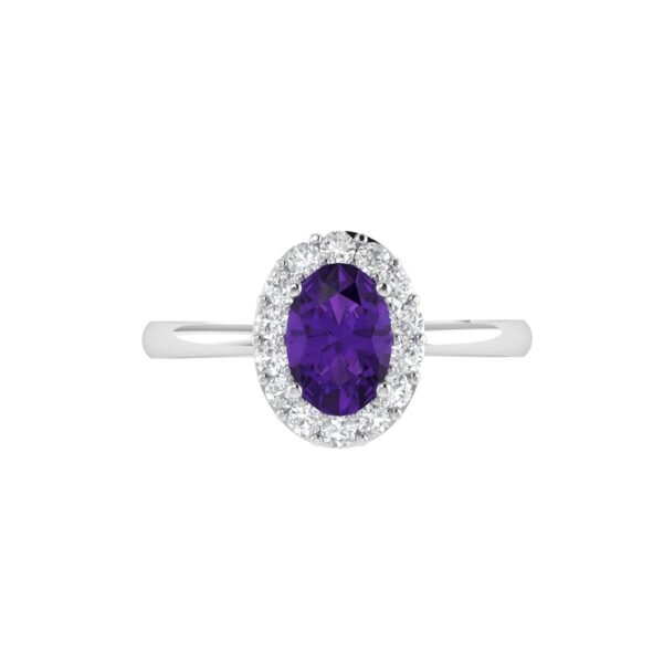 Diana Oval Amethyst and Sparkling Diamond Ring in 18K White Gold (1.7ct)