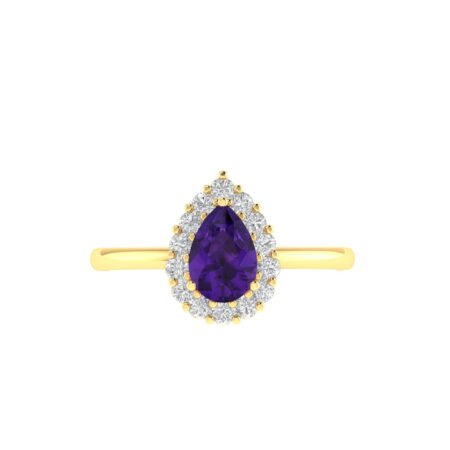 Diana Pear Amethyst and Sparkling Diamond Ring in 18K Yellow Gold (0.45ct)