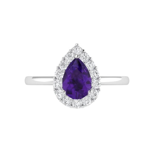 Diana Pear Amethyst and Sparkling Diamond Ring in 18K White Gold (0.35ct)