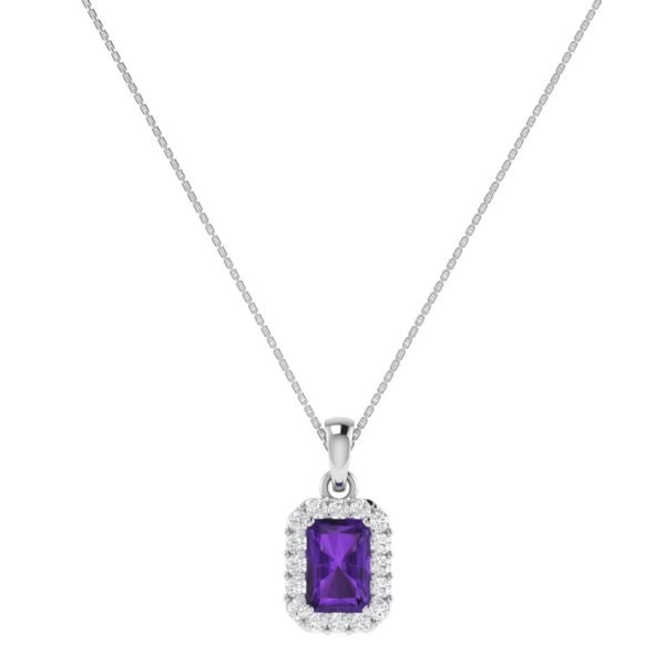 Diana Pear Amethyst and Sparkling Diamond Pendant in 18K White Gold (1.7ct)