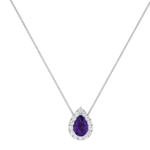 Diana Pear Amethyst and Sparkling Diamond Necklace in 18K White Gold (0.35ct)