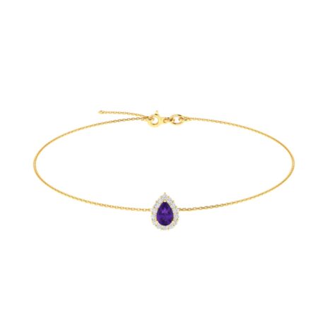 Diana Pear Amethyst and Sparkling Diamond Bracelet in 18K Yellow Gold (0.45ct)