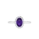 Diana Oval Amethyst and Sparkling Diamond Ring in 18K Gold (0.23ct)