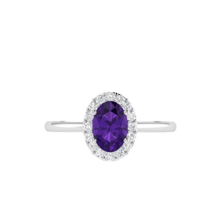 Diana Oval Amethyst and Sparkling Diamond Ring in 18K Gold (0.23ct)