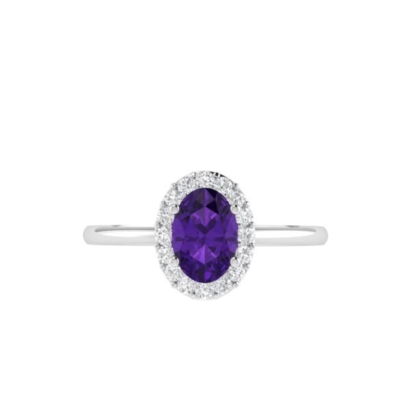 Diana Oval Amethyst and Sparkling Diamond Ring in 18K Gold (0.23ct)