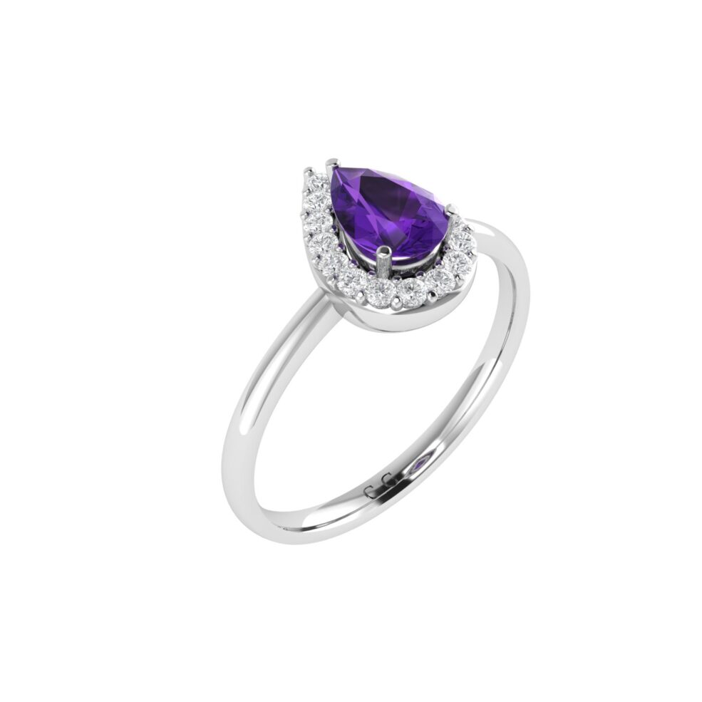 Diana Pear Amethyst and Sparkling Diamond Ring in 18K Gold (0.23ct)