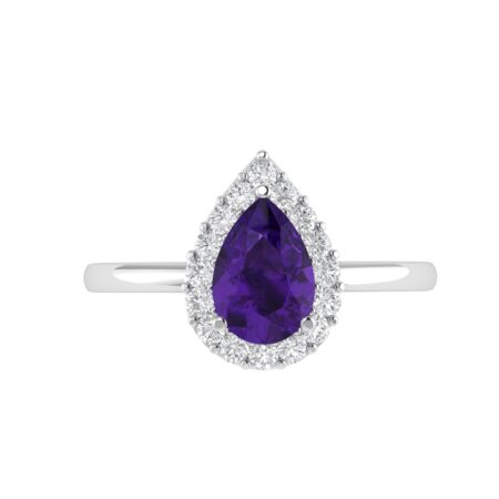 Diana Pear Amethyst and Sparkling Diamond Ring in 18K Gold (0.23ct)