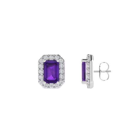 Diana Pear Amethyst and Sparkling Diamond Earrings in 18K White Gold (3.4ct)