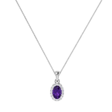 Diana Oval Amethyst and Sparkling Diamond Pendant in 18K Gold (0.23ct)