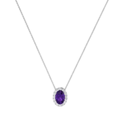 Diana Oval Amethyst and Sparkling Diamond Necklace in 18K Gold (0.23ct)
