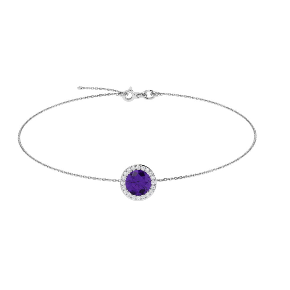 Diana Round Amethyst and Sparkling Diamond Bracelet in 18K White Gold (1.8ct)