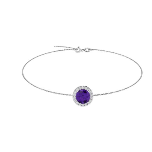 Diana Round Amethyst and Radiant Diamond Bracelet in 18K White Gold (1.8ct)