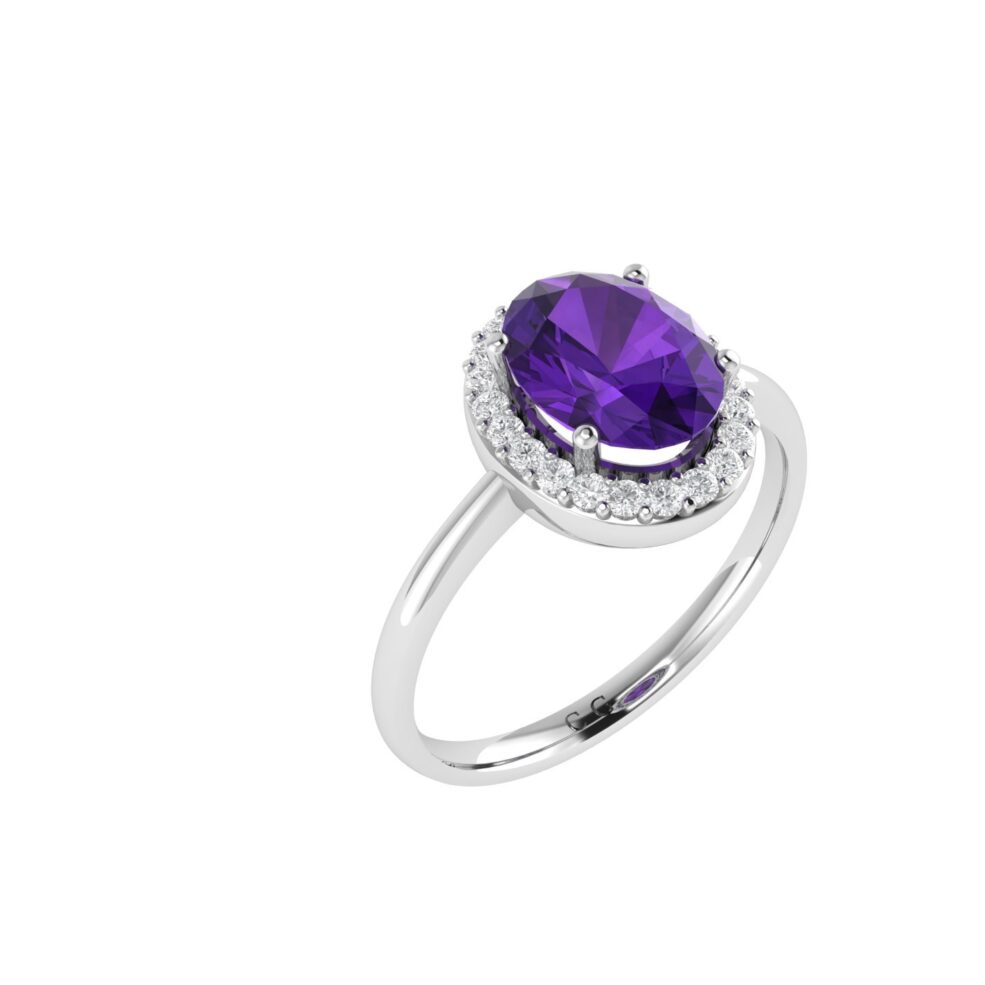 Diana Oval Amethyst and Sparkling Diamond Ring in 18K Gold (0.65ct)
