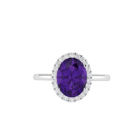Diana Oval Amethyst and Sparkling Diamond Ring in 18K Gold (0.65ct)