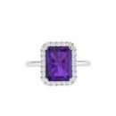 Diana Emerald  Cut Amethyst and Sparkling Diamond Ring in 18K Gold (0.65ct)
