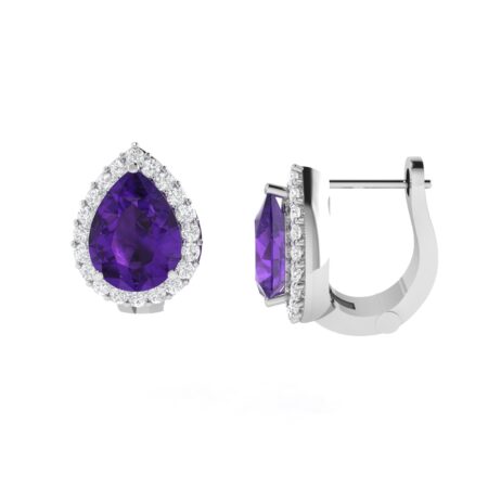 Diana Pear Amethyst and Sparkling Diamond Earrings in 18K White Gold (1.7ct)