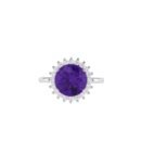 Diana Round Amethyst and Sparkling Diamond Ring in 18K Gold (1.3ct)