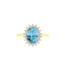 Diana Oval Blue Topaz and Glittering Diamond Ring in 18K Gold (1.1ct)