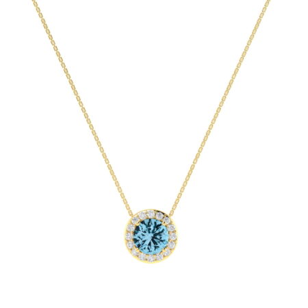 Diana Round Blue Topaz and Glinting Diamond Necklace in 18K Gold (0.56ct)