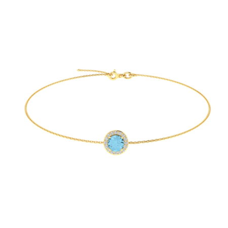 Diana Round Blue Topaz and Glinting Diamond Bracelet in 18K Gold (0.56ct)