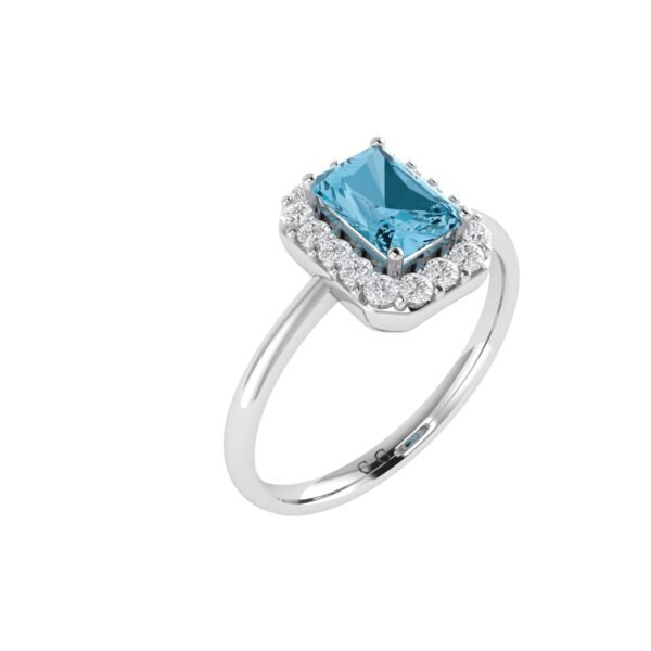 Diana Pear Blue Topaz and Glinting Diamond Ring in 18K White Gold (1.4ct)