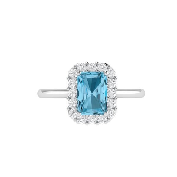 Diana Pear Blue Topaz and Glinting Diamond Ring in 18K White Gold (1.4ct)
