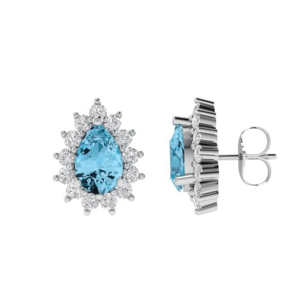 Diana Pear Blue Topaz and Glinting Diamond Earrings in 18K White Gold (1.14ct)