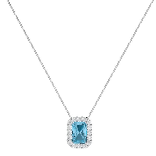 Diana Pear Blue Topaz and Glinting Diamond Necklace in 18K White Gold (1.4ct)