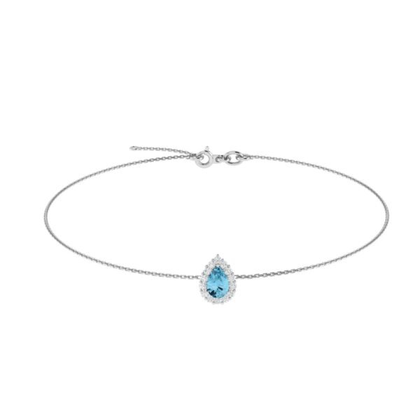 Diana Pear Blue Topaz and Glinting Diamond Bracelet in 18K White Gold (0.57ct)