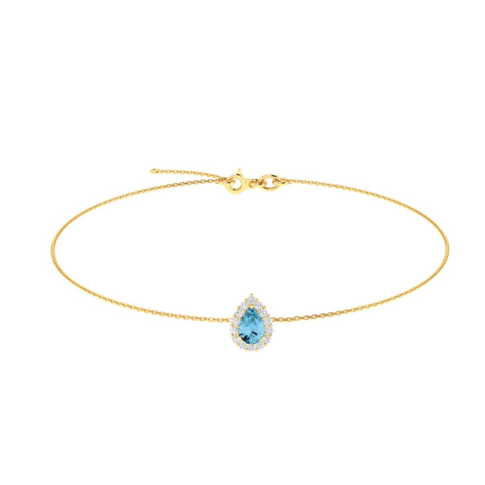 Diana Pear Blue Topaz and Glinting Diamond Bracelet in 18K Yellow Gold (0.57ct)