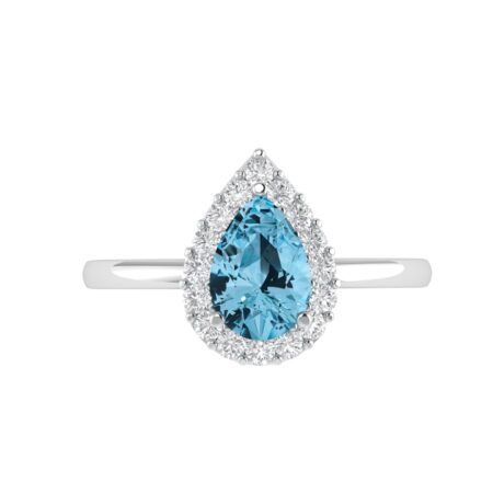 Diana Pear Blue Topaz and Glinting Diamond Ring in 18K Gold (0.25ct)