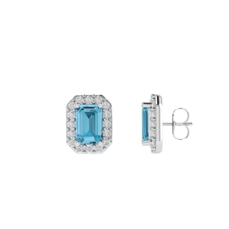 Diana Pear Blue Topaz and Glinting Diamond Earrings in 18K White Gold (2.8ct)