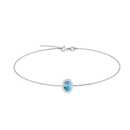 Diana Oval Blue Topaz and Glinting Diamond Bracelet in 18K Gold (0.25ct)
