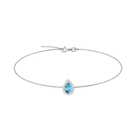 Diana Pear Blue Topaz and Glinting Diamond Bracelet in 18K Gold (0.25ct)