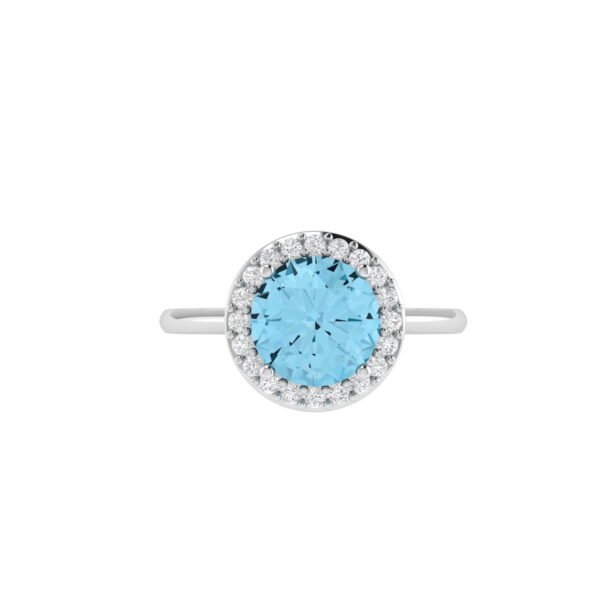 Diana Round Blue Topaz and Glinting Diamond Ring in 18K White Gold (2.5ct)