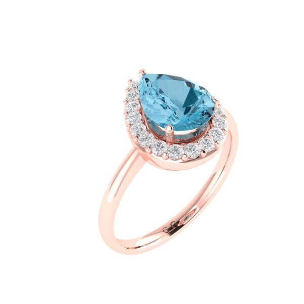 Diana Pear Blue Topaz and Ablazing Diamond Ring in 18K Rose Gold (1.1ct)