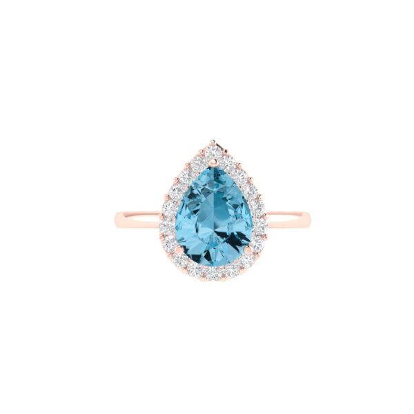 Diana Pear Blue Topaz and Ablazing Diamond Ring in 18K Rose Gold (1.1ct)